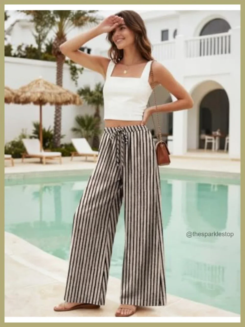 Women's Linen Wide Leg Palazzo Pants with Pockets
